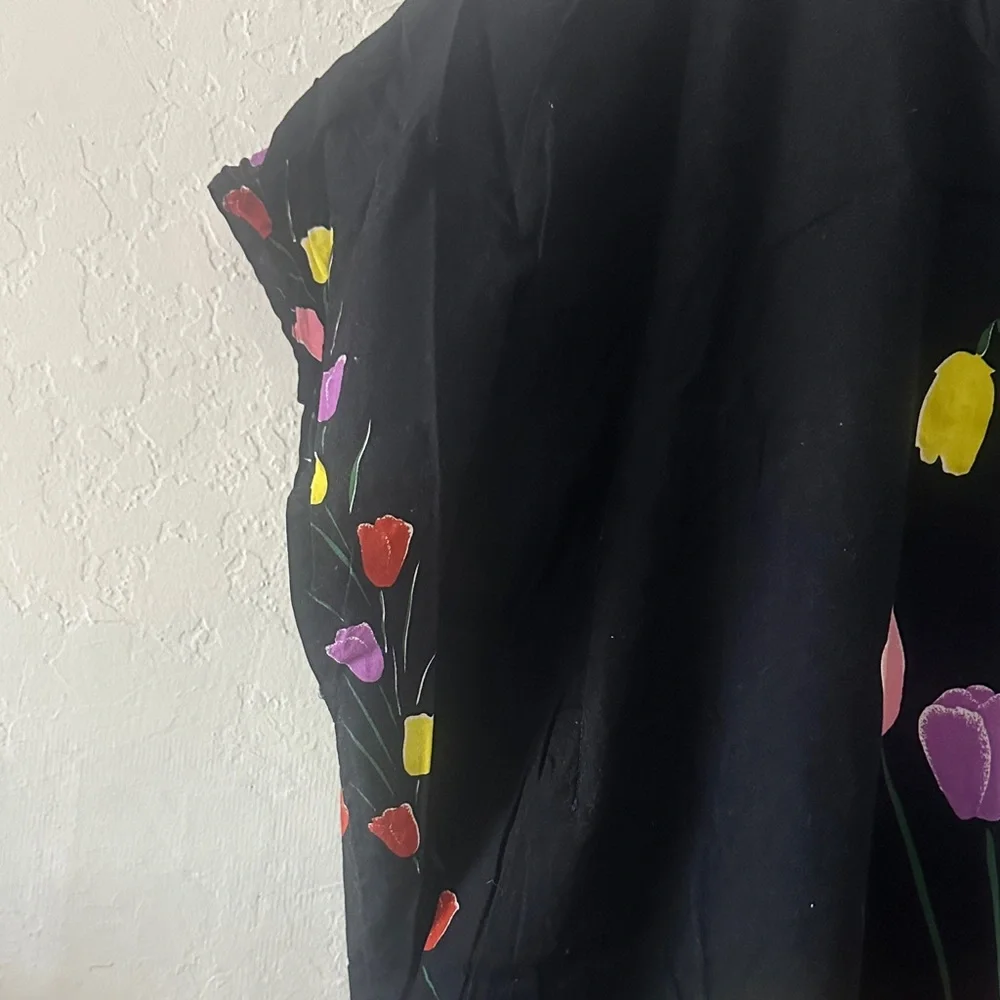 Neiman Marcus Hand-Screened Floral Kaftan Dress – Size‎ M, 100% Cotton - Picture 3 of 8